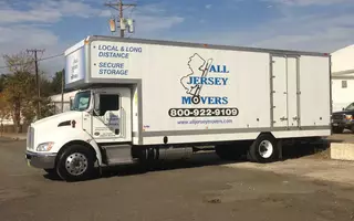 White Moving truck of All Jersey Movers standing on the street